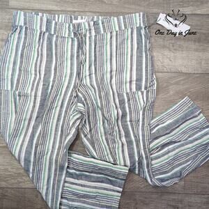 Liz Claiborne Striped Linen Pants Size L